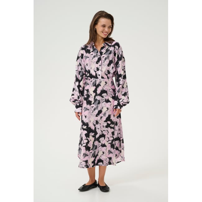 Dress noir/bleu graphic strokes <span itemprop=