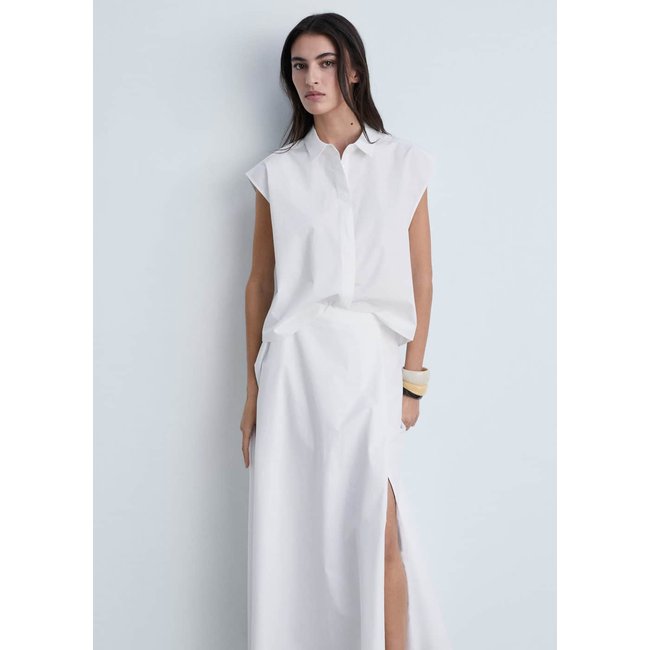 Jupe longue évasée ouverture blanc <span itemprop=