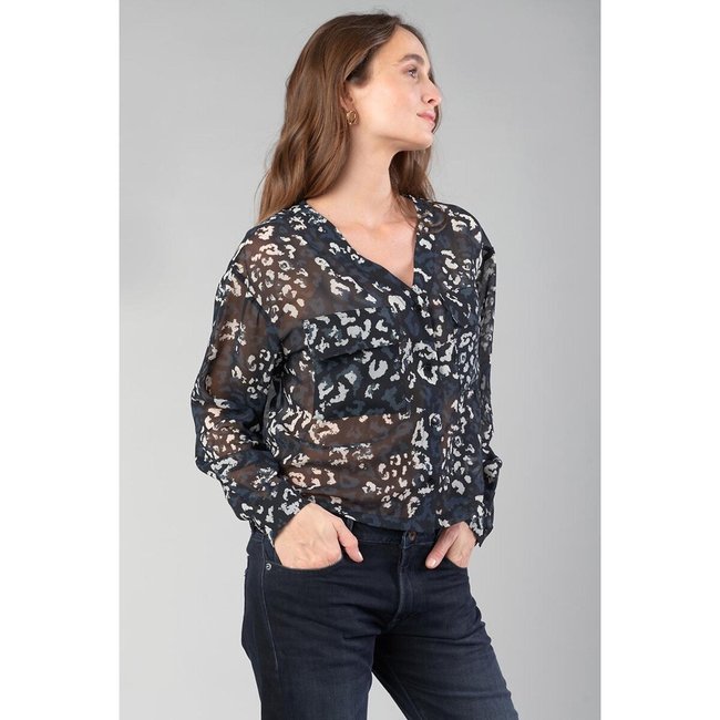 Chemisier fluide imprimé imprimé animalier <span itemprop=