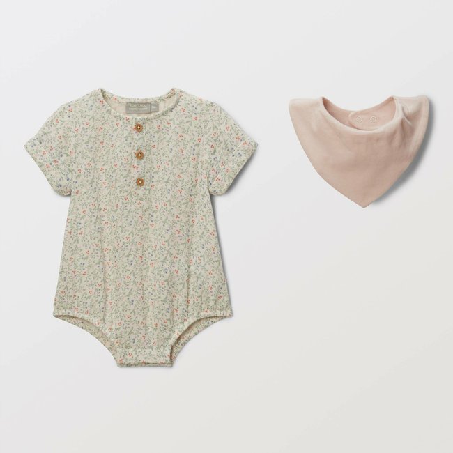 Barboteuse manches courtes avec bandana naturel <span itemprop=