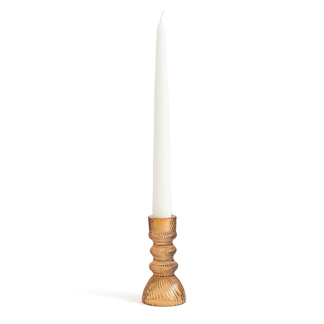 Carsa 11cm High Glass Candlestick, amber, LA REDOUTE INTERIEURS