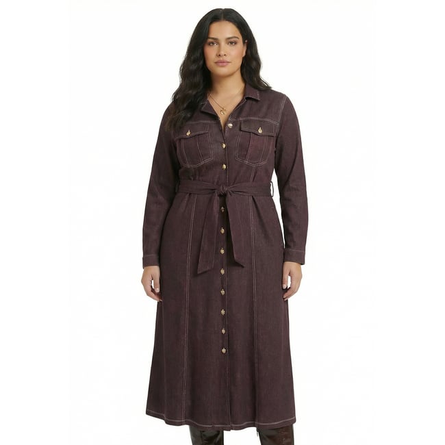 Robe avec manches longues marron <span itemprop=