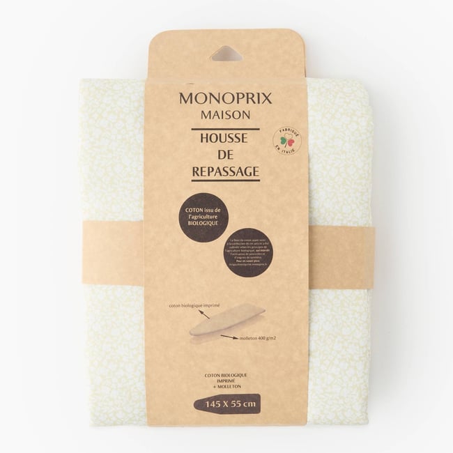 Housse de repassage imprimé, 145x55cm, en coton bio - MONOPRIX