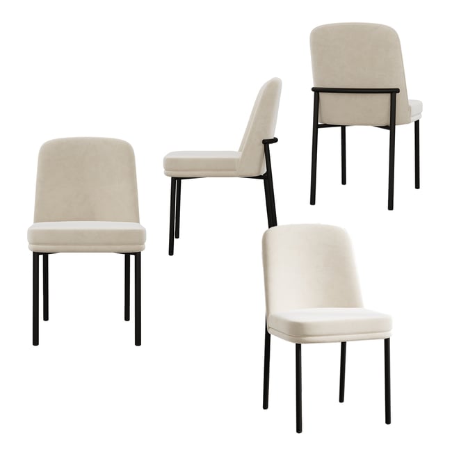 Lot de 4 chaises de salle à manger en velours avec pieds métal, DUORAUC Couleur beige <span itemprop=