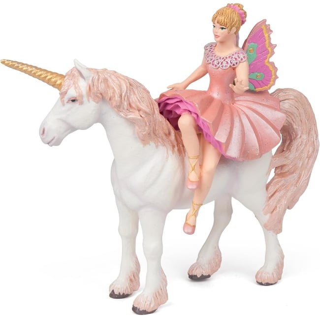 Figurine Ballerine sur sa licorne rose <span itemprop=