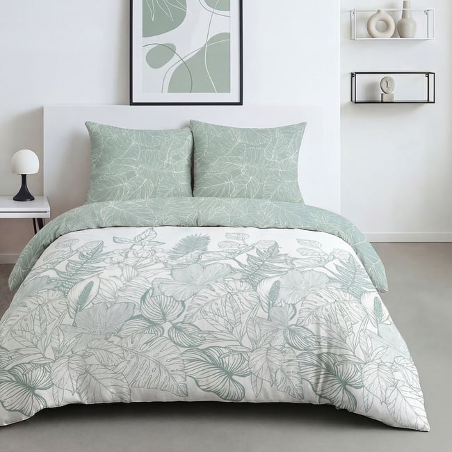 Parure de lit imprimé Floral SUNSHINE DORIANE blanc <span itemprop=