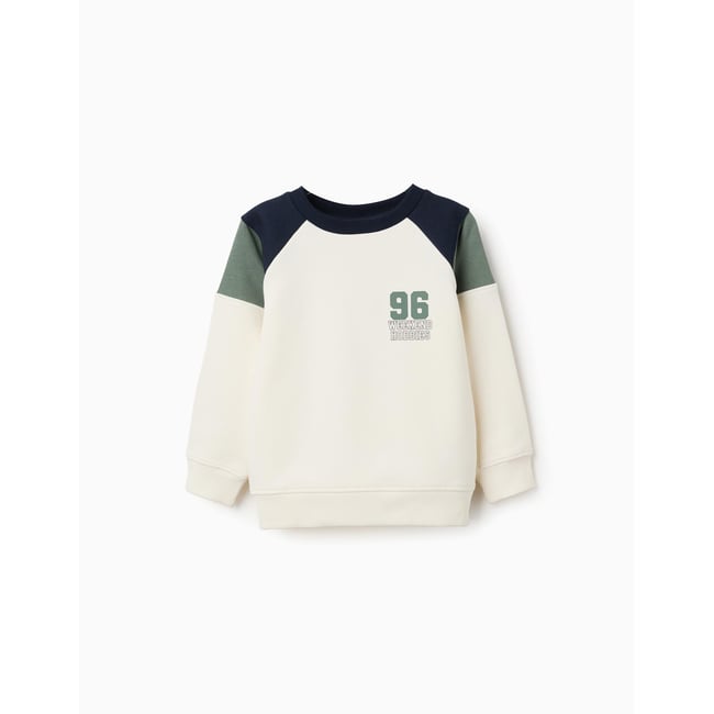 Sweat en coton peigné avec imprimé 96 vert foncé <span itemprop=