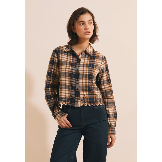 Chemise courte à carreaux avec broderie CORINE CRX - ETAM