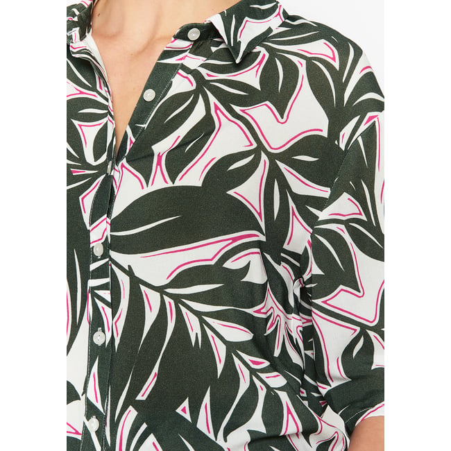 Chemise feuillage fluide khaki <span itemprop=