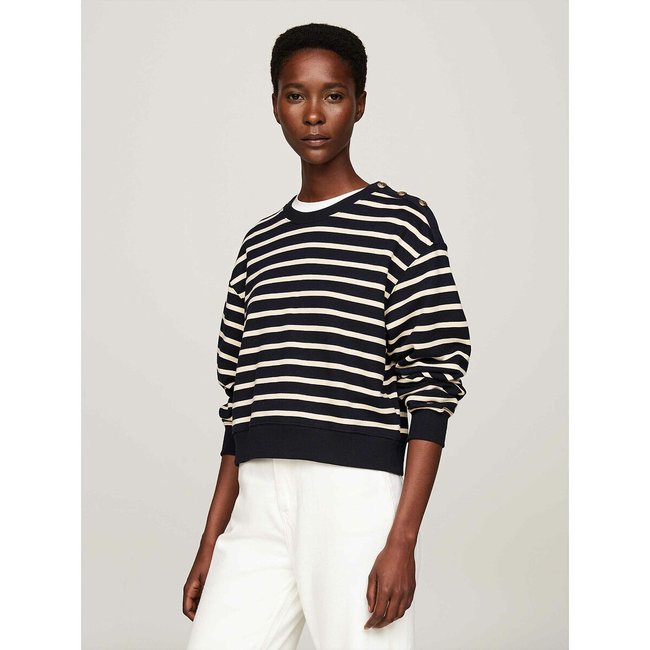 Gestreepte sweater met lange mouwen en ronde hals <span itemprop=