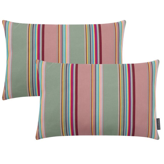 Housses de coussin d'extérieur à rayures colorées SAINT TROPEZ - Lot de 2 multicolore <span itemprop=