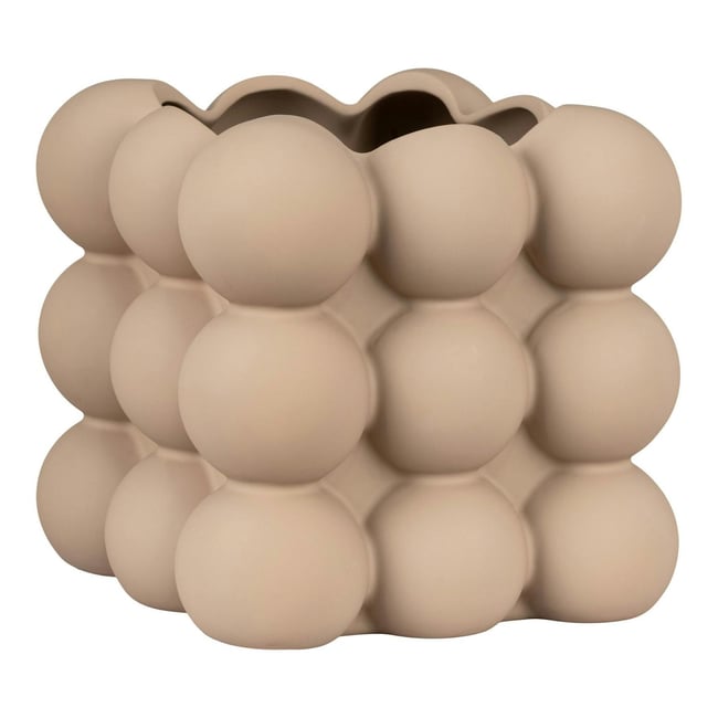 Cache-pot design marron à gros pois H 13 cm Couleur marron <span itemprop=