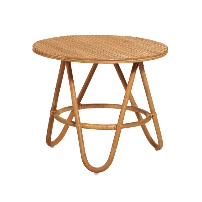 Table basse en rotin grand modèle DIABOLO Couleur plateau blanc <span itemprop=