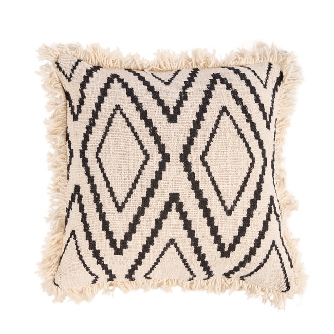 Housse de coussin en coton SAHARA DIAMOND noir beige <span itemprop=