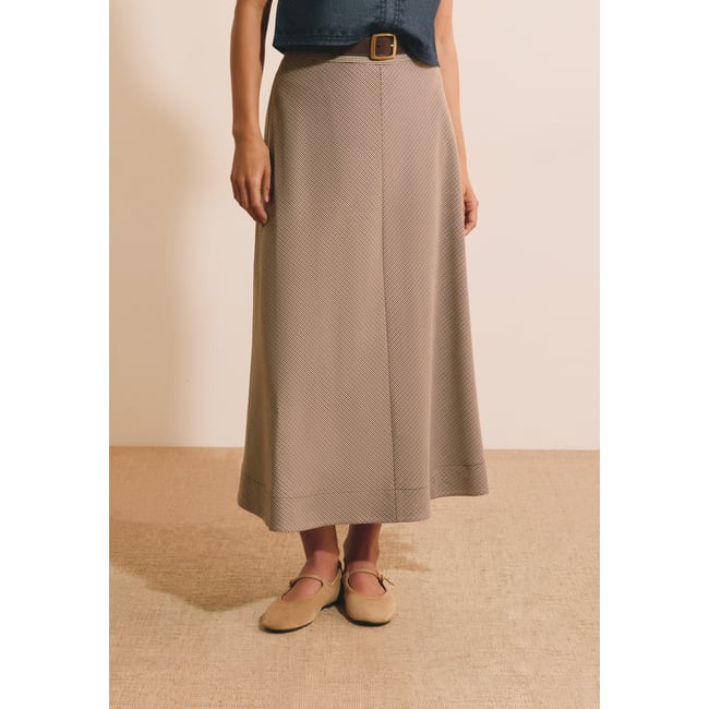 Jupe longue fluide JULIE PDP beige <span itemprop=
