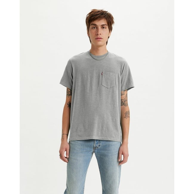 T-shirt col rond manches courtes gris <span itemprop=
