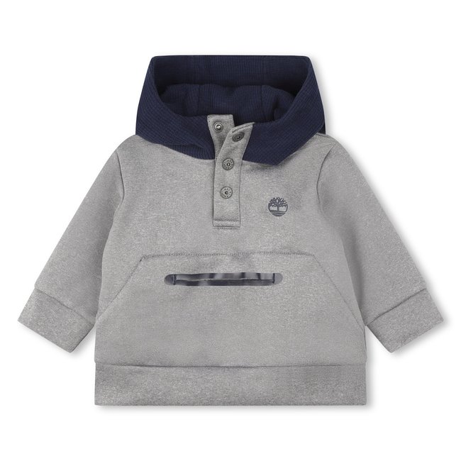 Sweat-shirt à capuche gris chine <span itemprop=
