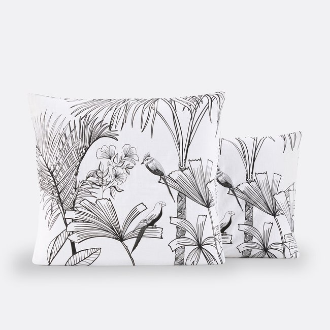 Jalapao Jungle 100% Washed Cotton Linen Pillowcase white printed LA REDOUTE INTERIEURS