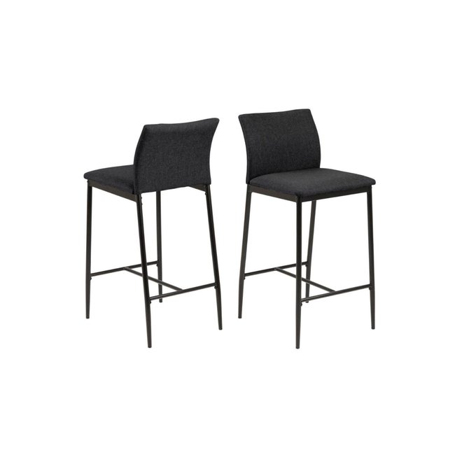 Tabourets de bar en métal et tissu gris (lot de 2) - FAUST Couleur noir <span itemprop=