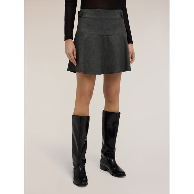 Mini-jupe ligne A en polyviscose gris <span itemprop=