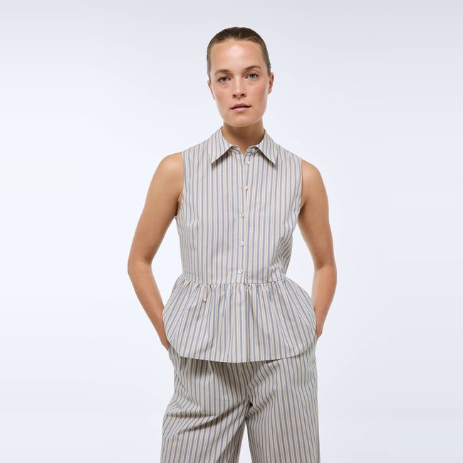 Chemise sans manches rayée en coton BIO GOTS flots <span itemprop=