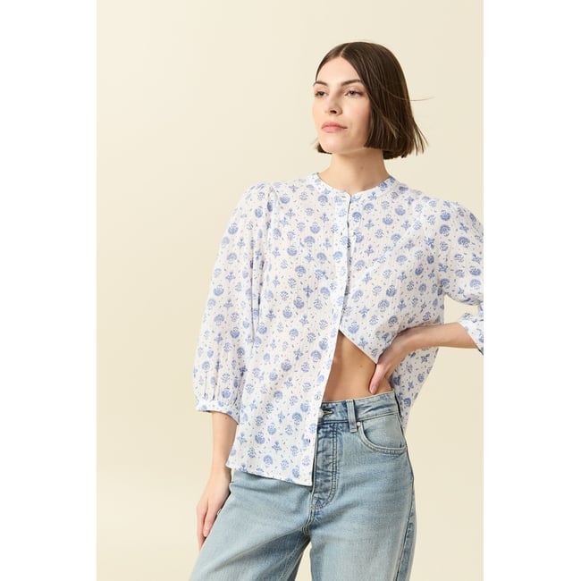 Chemise à manches longues bleu clair <span itemprop=