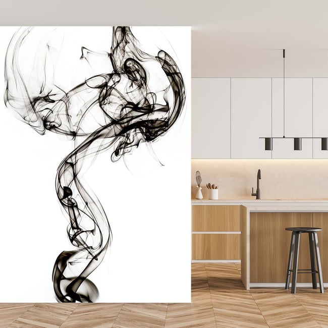 Papier peint graphique fumee noire Couleur intissé <span itemprop=