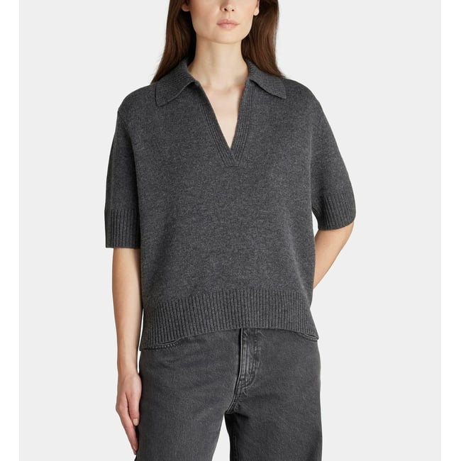 Pull droit crozon en laine mélangée gris foncé <span itemprop=