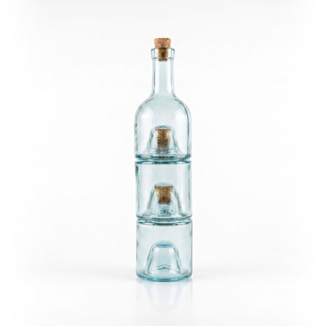 Lot de 3 bouteilles d’huile en verre recyclé OLIVE - BAZAR BIZAR