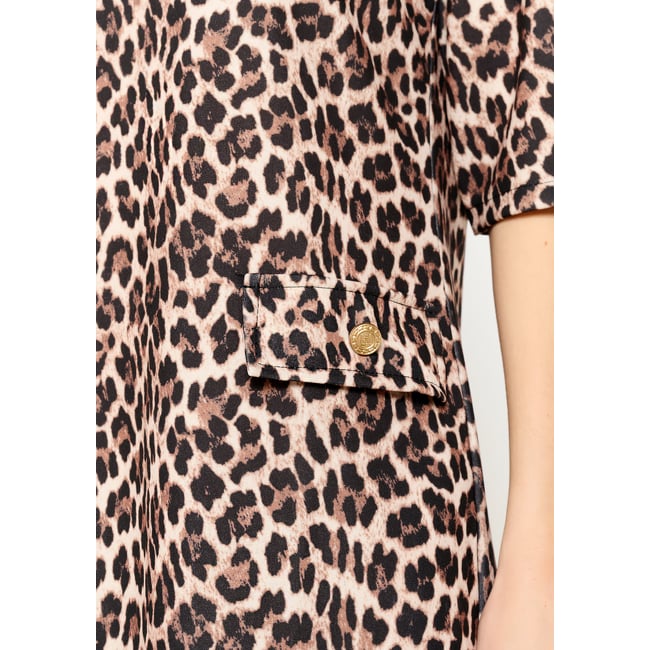 Robe boxy à imprimé léopard camel brun <span itemprop=