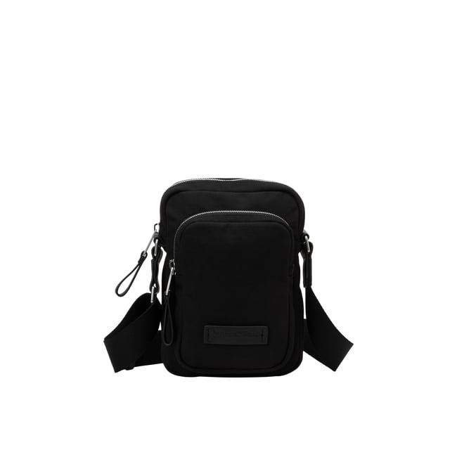 Sac à bandoulière medium en polyester recyclé noir <span itemprop=