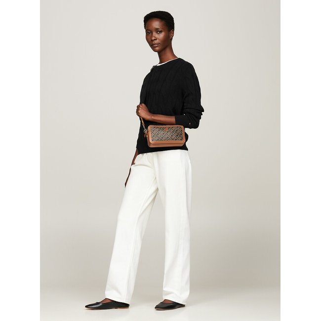 Sac à main avec bandoulière imprimé monogram noir <span itemprop=