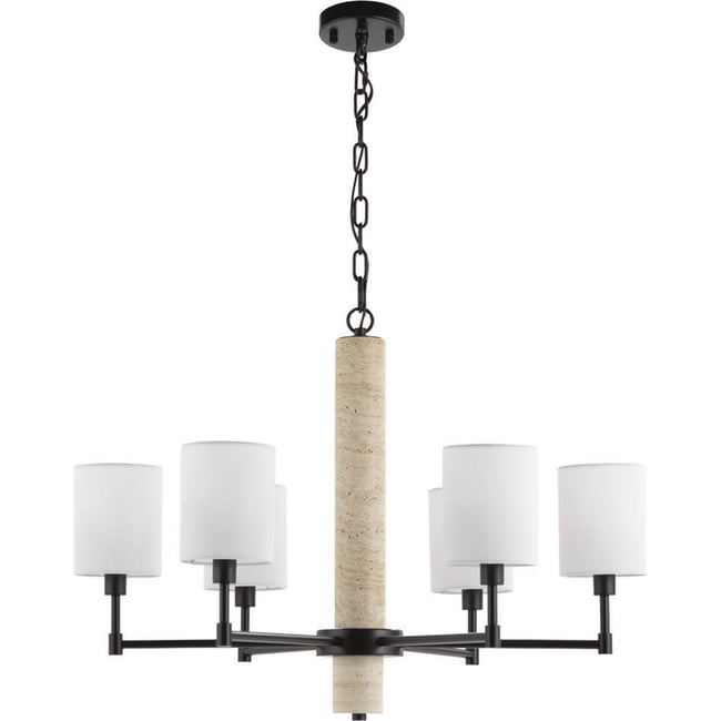 Suspension en marbre travertin et métal Couleur beige travertin et noir <span itemprop=