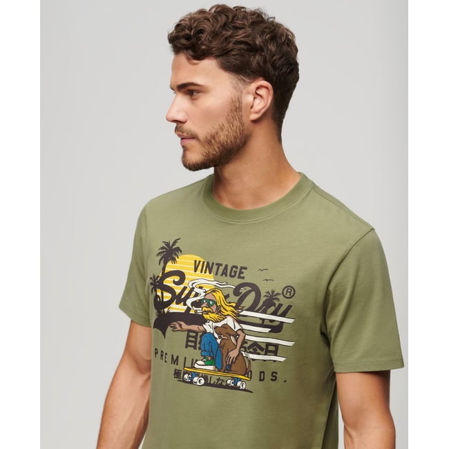 T-shirt à motif LA vert pétrole <span itemprop=
