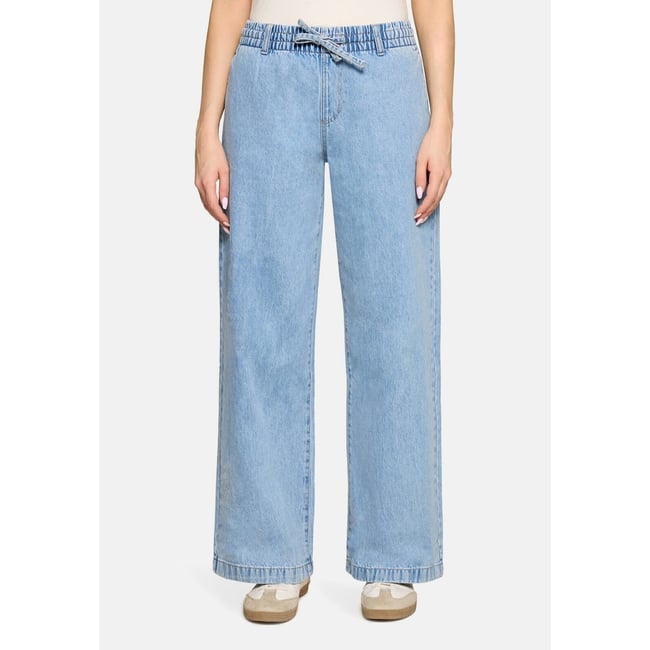 Pantalon casual à jambes larges bleu <span itemprop=