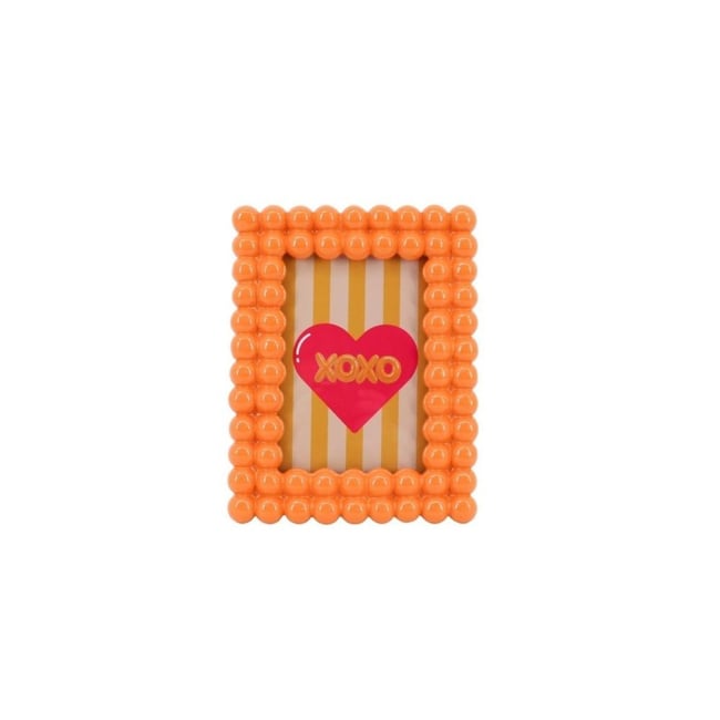 Cadre photo perles en résine 13x18cm Couleur orange <span itemprop=