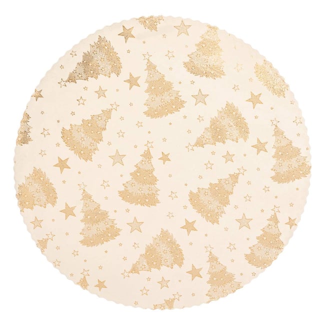 Set de table rond velours blanc et doré blanc <span itemprop=