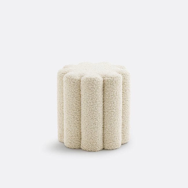 Pouf bouclette chenillée, Justyna ecru <span itemprop=
