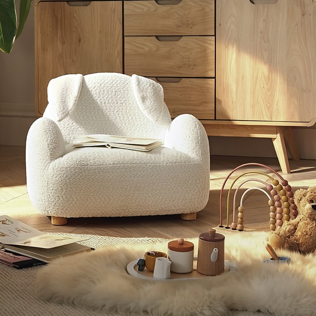 Bunny Kids Boucle Chair, off-white, CUDDLECO