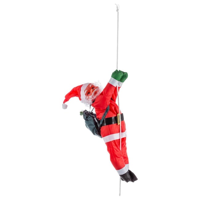 Père noël grimpeur avec corde H60 cm Couleur rouge <span itemprop=