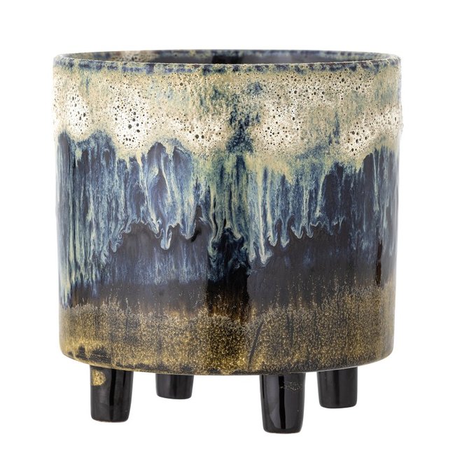 Cache-pot artisanal émaillé Imoa Couleur bleu <span itemprop=