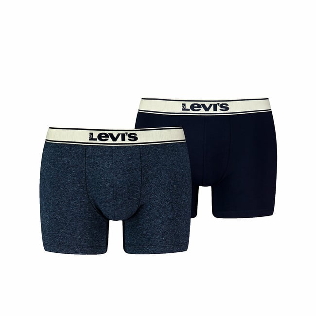 Lot de 2 boxers unis  bleu marine + imprimé <span itemprop=