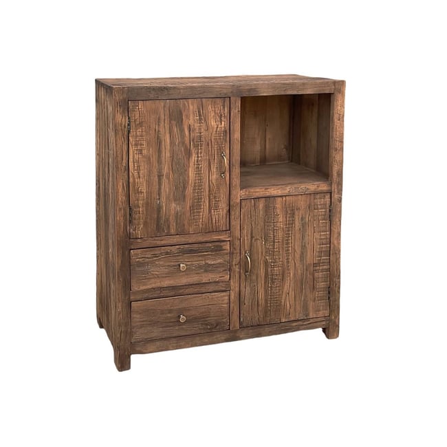 Petite armoire en bois recyclé INDRA Couleur bois foncé <span itemprop=