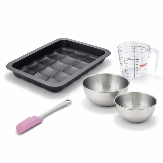 Set de 5 ustensiles de pâtisserie moule à gâteaux bols spatule noir <span itemprop=