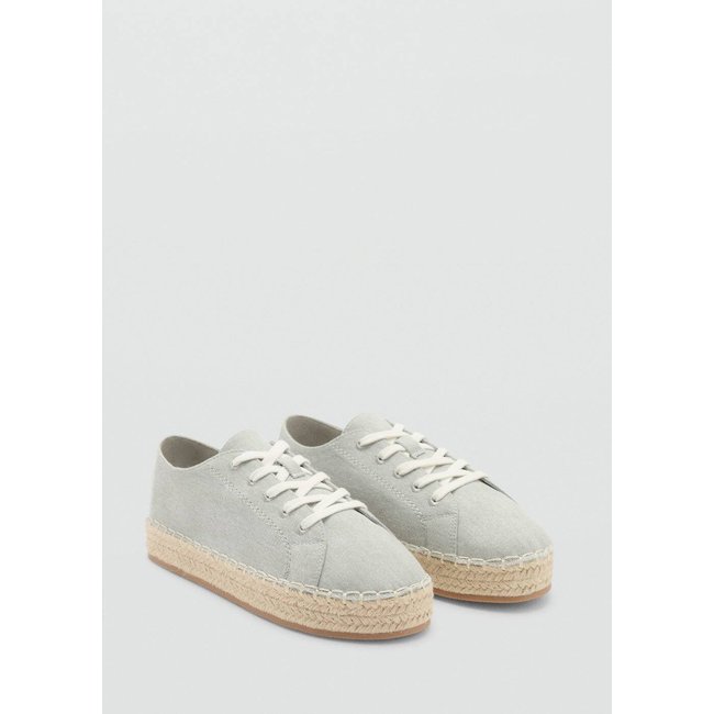 Espadrilles coton lacets vert menthe <span itemprop=