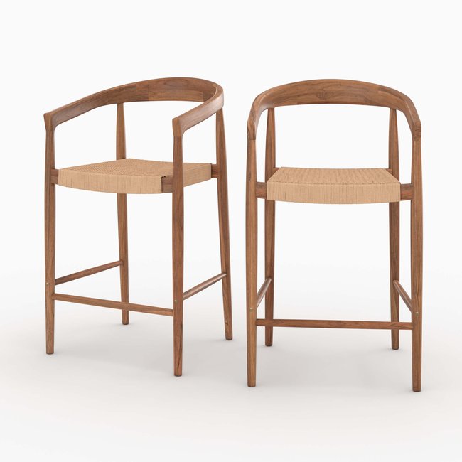 Lot de 2 chaises pour îlot central 65 cm - BALI Couleur naturel <span itemprop=