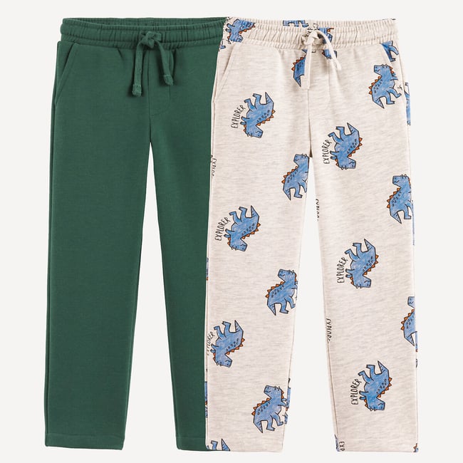 2er-Pack Joggpants aus Sweatware bedruckt + grün LA REDOUTE COLLECTIONS