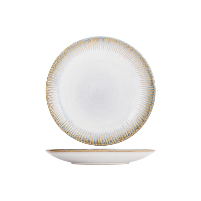 Lot de 6 assiettes à desserts en grès, LISTRA Couleur bleu-beige <span itemprop=