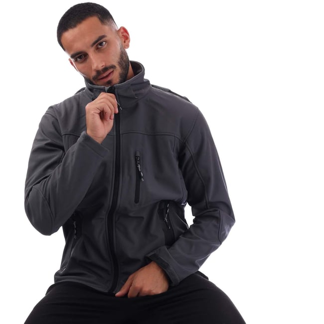 Veste softshell imperméable à capuche gris <span itemprop=
