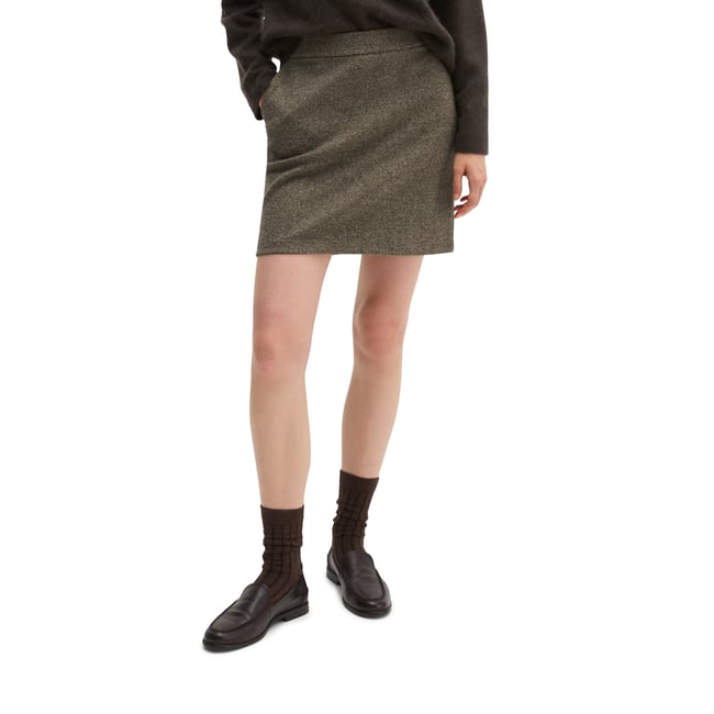 Jupe en jersey de tweed ajustée Mélange extensible de coton bio, polyester et viscose marron <span itemprop=